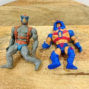 Lot Of 2 Vintage 1980's MOTU He Man Figures Stratos Man-E-Faces 1982